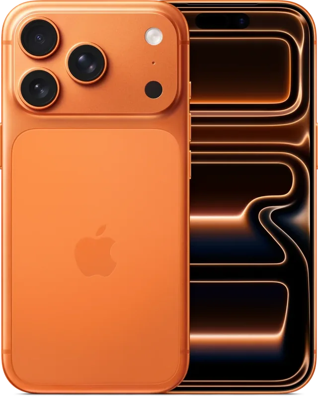 iPhone 17 Pro Laranja Cósmico, traseira e frente